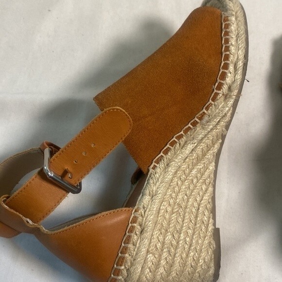 Gap espadrille brown ankle strap 6 wedge summer sandal open toe shoe brown - Picture 6 of 12